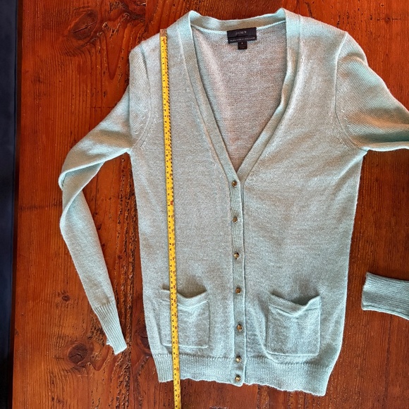 J Crew Blue Cardigan Sweater Jeweled Buttons, Pockets Size Small Italian Alpaca - Picture 7 of 10